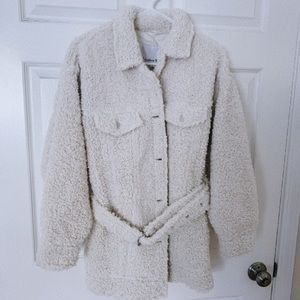 Teddy Bear Borg Long Jacket with Belt